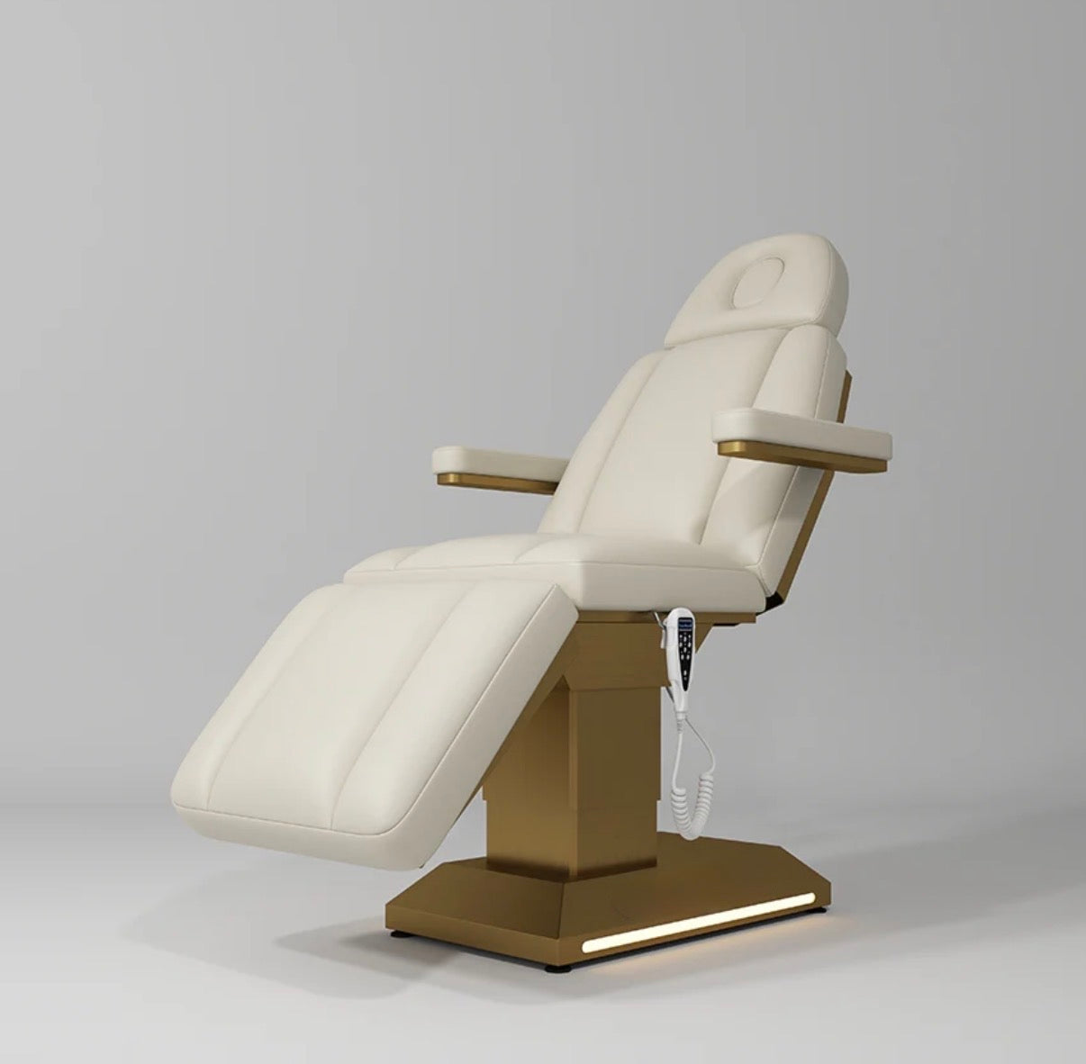 Cream dental chair on a gray background beauty bed salon 