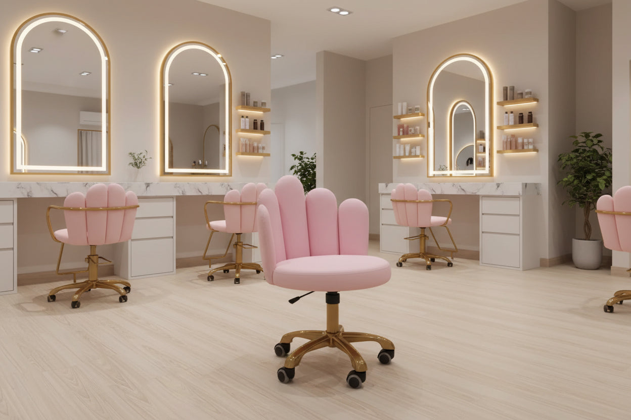 Pink salon chair stool comfort beauty swivel 