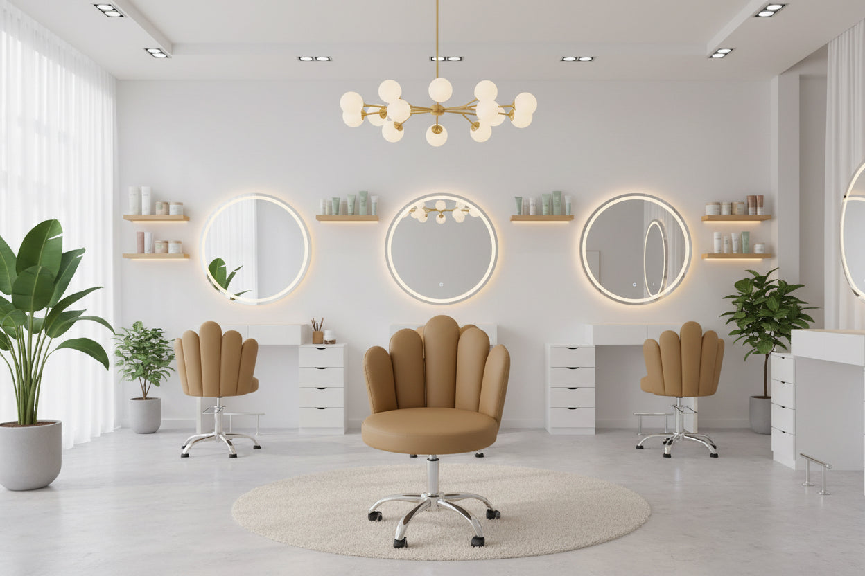 Soft brown salon chair stool comfort beauty swivel 