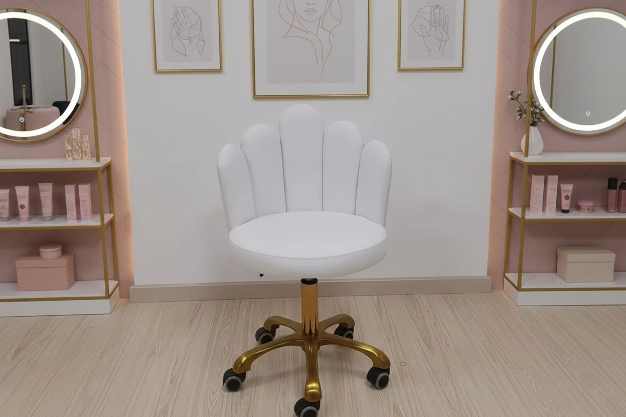 White salon chair stool comfort beauty swivel 