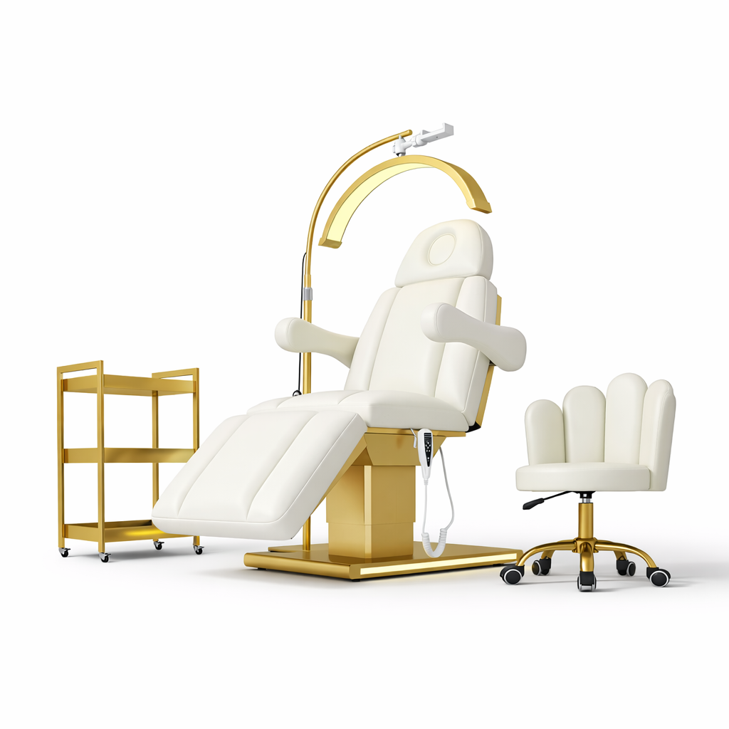Velora luxury electric beauty bed with remote control in white upholstery