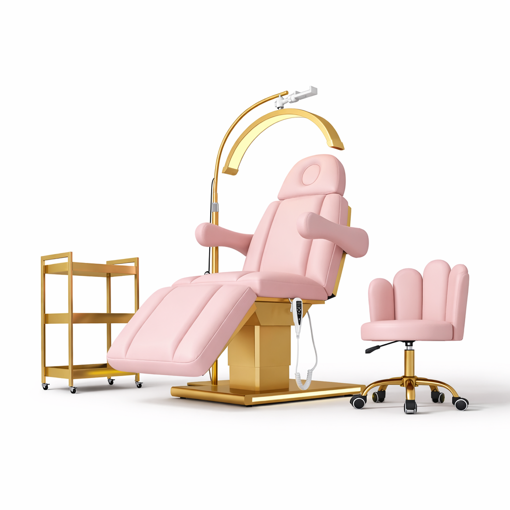Velora luxury electric beauty bed with remote control in pink upholstery